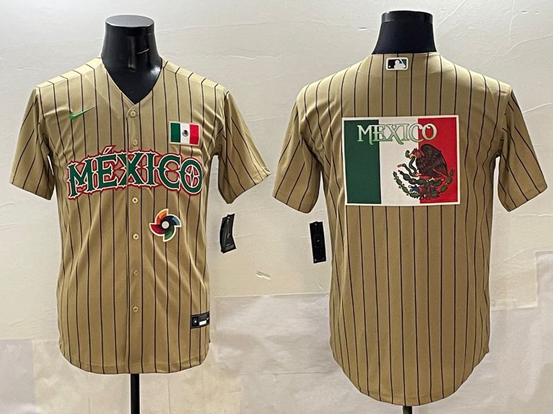 Men Mexico Blank Brown Stripe Joint Name 2025 Nike MLB Jersey style 10